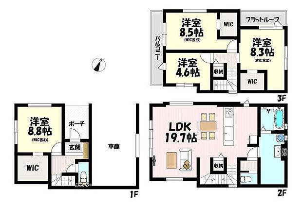 4LDK♪リビング19.7帖♪