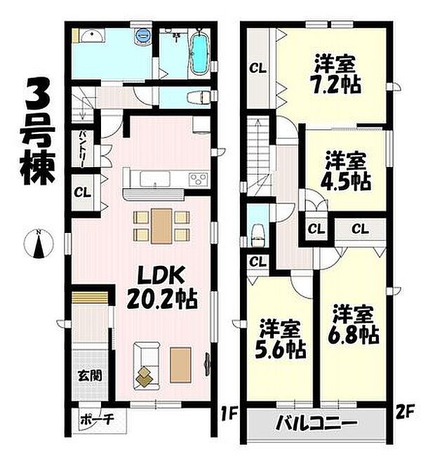 4LDK♪リビング20.2帖♪