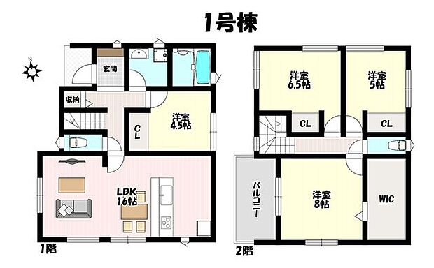 4LDK♪客間としても使える1階独立洋室♪主寝室には大容量のWIC完備でお部屋すっきり♪