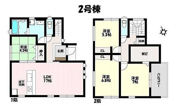 4LDK♪客間やキッズスペースにもなるLDK併和室あり♪主寝室には大容量のWIC付きでお部屋がすっきり片付きます♪