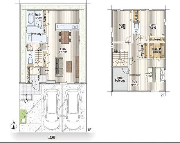 3LDK♪WICやパントリーなど収納充実♪書斎や趣味のお部屋になるフリースペース♪全居室2面採光、明るく風通り良好です♪