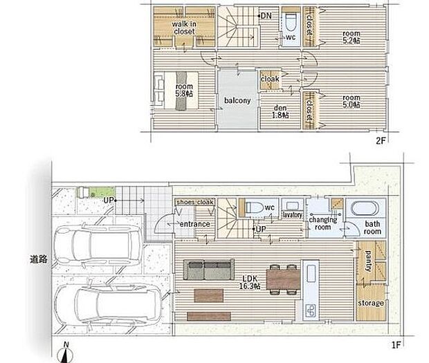 3LDK♪WICやパントリーなど収納充実♪書斎や趣味のスペースになるDEN♪全居室2面採光、明るく風通り良好です♪