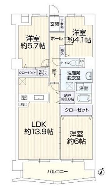 3SLDK♪全居室収納付き、お部屋を広く使えます♪2部屋から行き来可能なバルコニー♪ご家族の会話が弾む対面式キッチン♪収納に便利な納戸有り♪