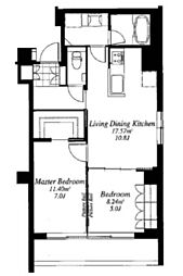 フレンシア外苑西 6階2LDKの間取り