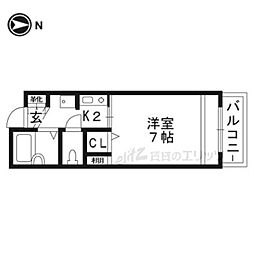 アビタシオン・F ワンルームの間取図画像