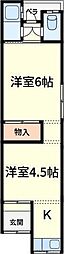 藤田コーポ 2Kの間取図画像