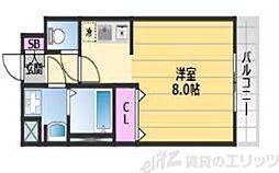 リセス・コート2 1Kの間取図画像