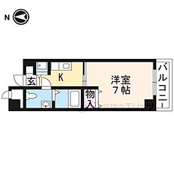 サンピラー茨木 1Kの間取図画像