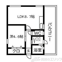 メゾン高槻 1LDKの間取図画像