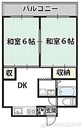 サン・ホワイティ豊里 2DKの間取図画像