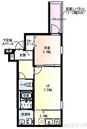 フジパレス井高野駅西2番館 1LDKの間取図画像