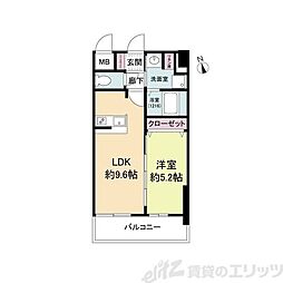 ディームス江坂 1LDKの間取図画像