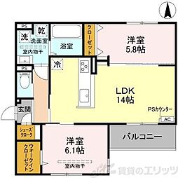 Dーresidence下田部B 2LDKの間取図画像