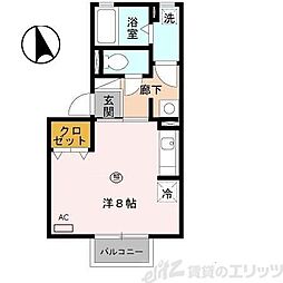 テラー・ウエスト新芦屋 2階ワンルームの間取り