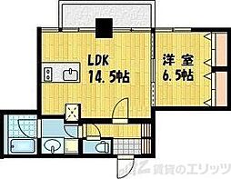 アスール江坂3rd 14階1LDKの間取り