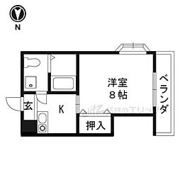 薩摩マンションNo.9 1Kの間取図画像