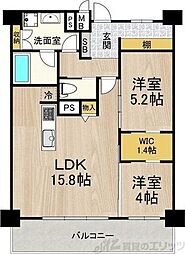 グランルクレ新大阪 2LDKの間取図画像