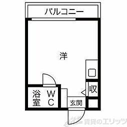 プレアール吹田泉町II 2階ワンルームの間取り