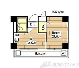 108セリバテール山田南 1Kの間取図画像