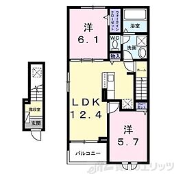 高槻堤町イースト 2LDKの間取図画像