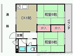 白井マンション 2DKの間取図画像