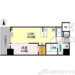 茨木市中津町マンション 1LDKの間取図画像