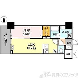 茨木市中津町マンション 1LDKの間取図画像