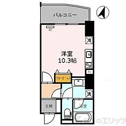 エトワール北新地 8階ワンルームの間取り