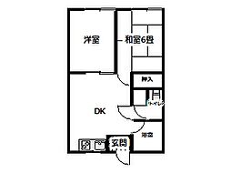 ヴィラハイランド 2DKの間取図画像