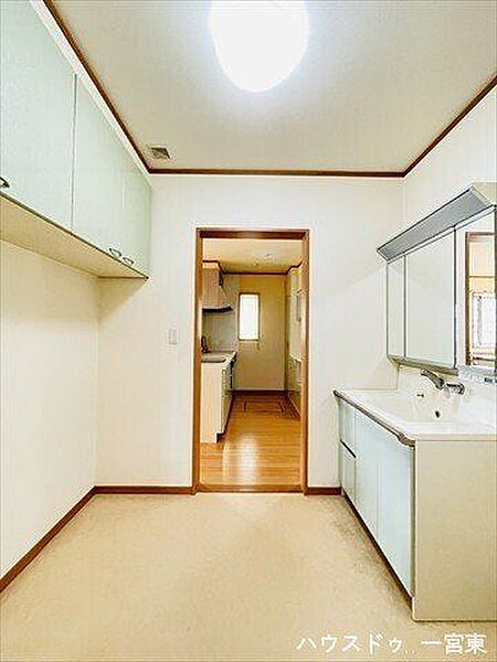 洗面台には収納もしっかりついていますので、洗剤やシャンプーなどのストックもできます。