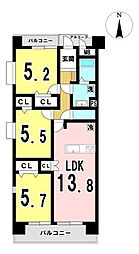 モアグレース若竹 3LDKの間取図画像