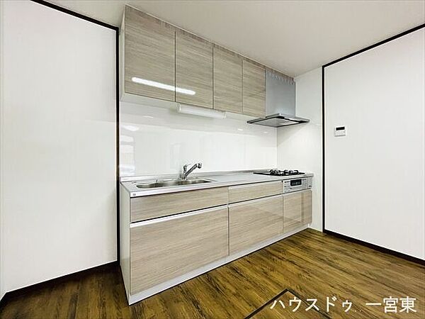しっかりと収納力もある、スタイリッシュなデザインのシステムキッチンです。