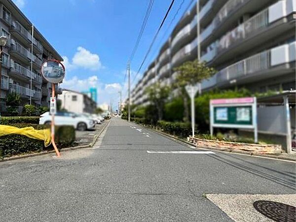 北側の全面道路です。車の出し入れがしやすい幅があります。（2025年8月19日　撮影）