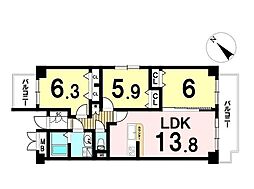 グランドメゾン四日市 3LDKの間取図画像