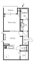 フォレストショア 3階1LDKの間取り