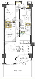 プレシーン野木ハイライズ 3LDKの間取図画像
