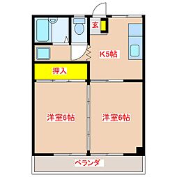 チョーヤコーポ 2Kの間取図画像