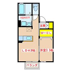 オーロラ 1LDKの間取図画像