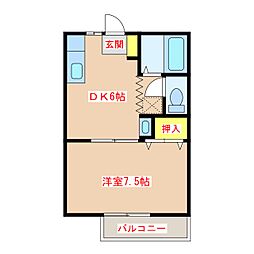 シェスタ翔 1DKの間取図画像