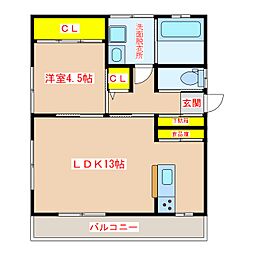 コーポサカエ12 1LDKの間取図画像
