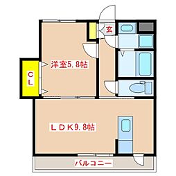 felice 1LDKの間取図画像