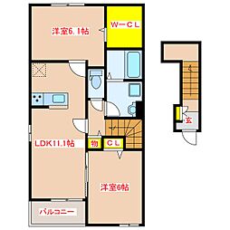 ハクナ・マタタＢ 2階2LDKの間取り