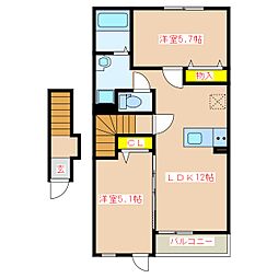 ラピュタ 2階2LDKの間取り