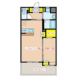 ステーションヒルズ 5階1LDKの間取り