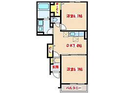 arc-en-ciel A 1階2DKの間取り