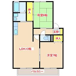 サンガーデン中郷 2LDKの間取図画像