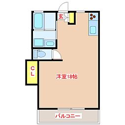 コーポサカエ10 ワンルームの間取図画像