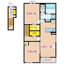 リーフリッチTS 2LDKの間取図画像