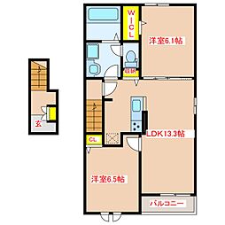 薩摩川内市中郷1丁目アパート 2LDKの間取図画像