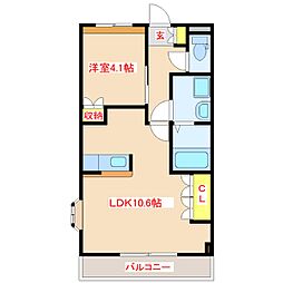 クレシア 1LDKの間取図画像